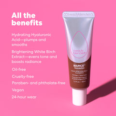 Beautyblender Bounce application on skin enables a seamless blend