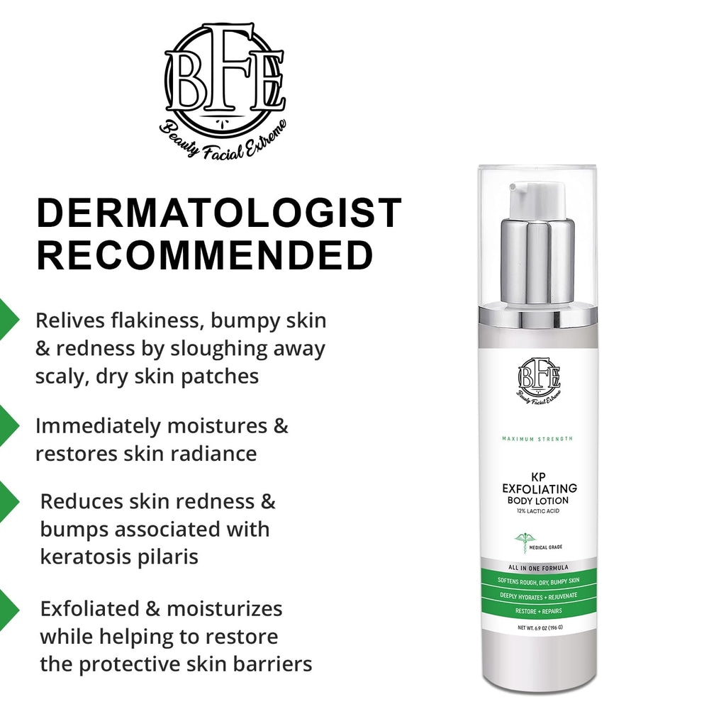 Beauty Facial Extreme kp lotion being applied to an arm for gentle exfoliation and hydration.