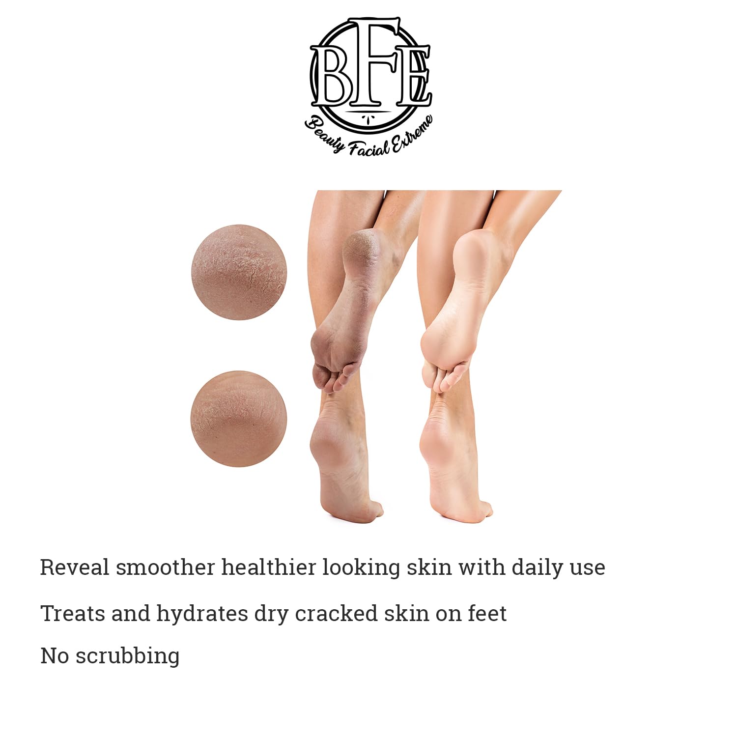 Beauty Facial Extreme kp lotion demonstrated on feet for deep hydration.