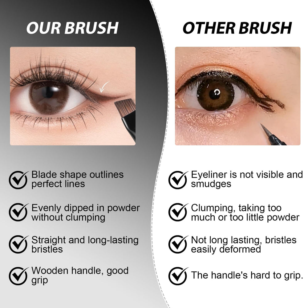 BeautyFactor Angled Eyeliner Brush Set ergonomic handle designed for comfortable control.