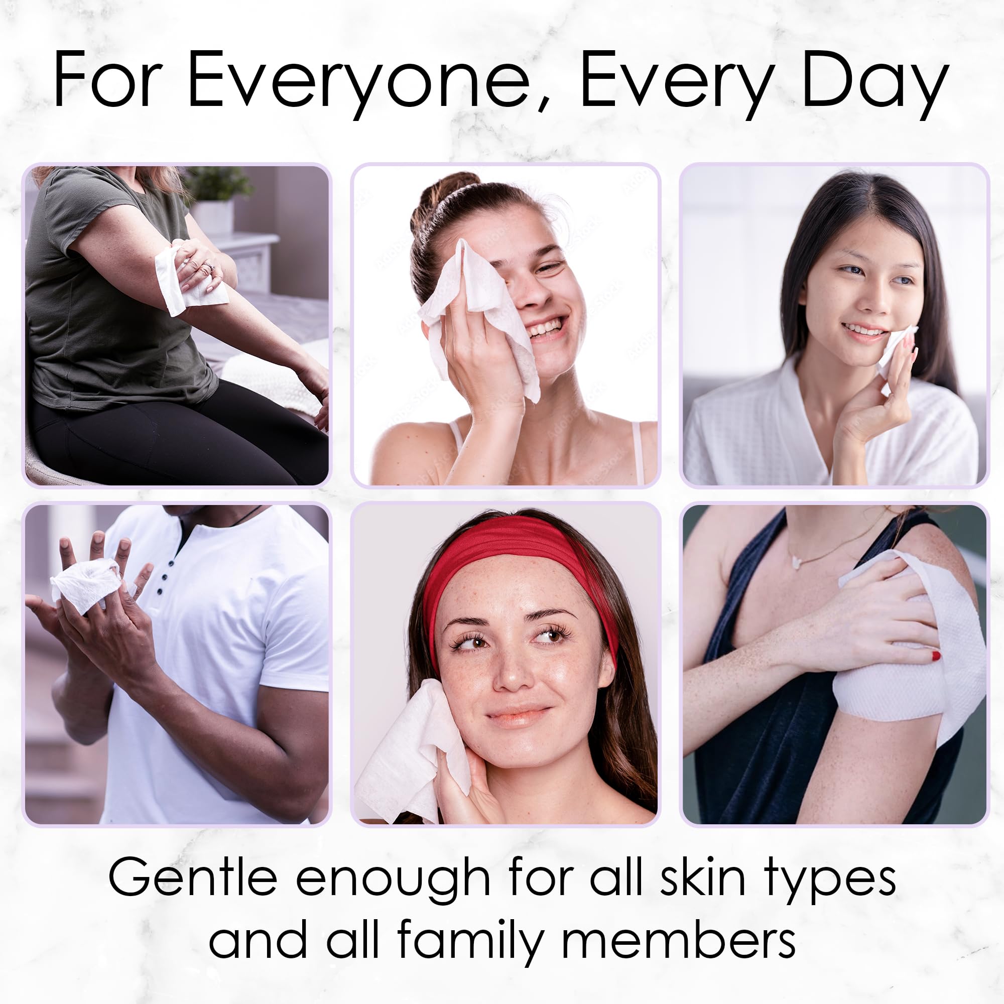 BeautyFrizz Lavender Face Wipes vitamin A and E close-up.