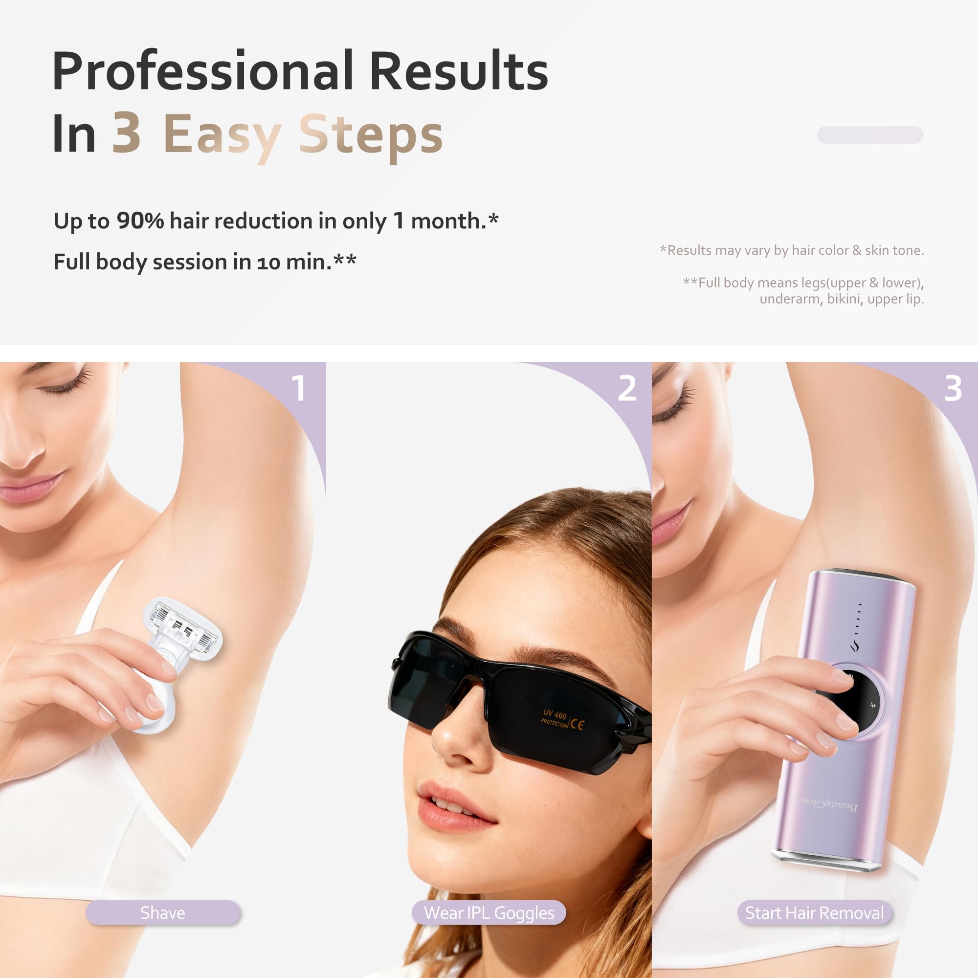 BeautyGlow adjustable energy levels for skin and hair customization