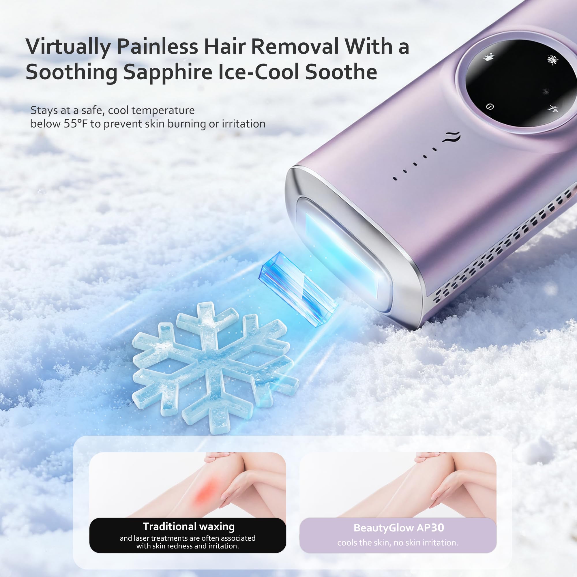 BeautyGlow with ice cooling technology for comfortable sessions