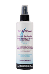 Beautysoclean Cosmetic Sanitizer Mist bottle front for quick makeup palette sanitation.