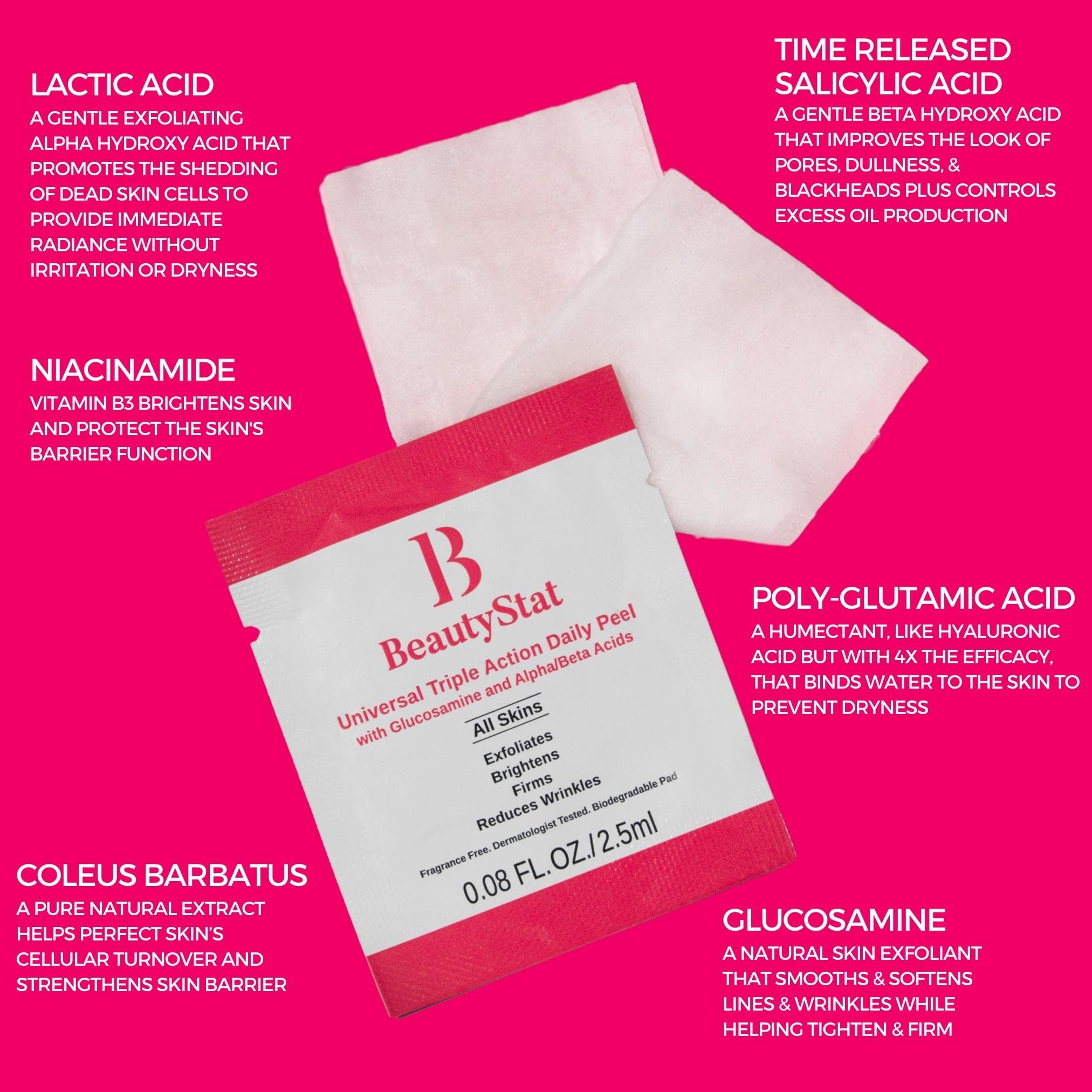 BeautyStat peel pad application close-up on skin