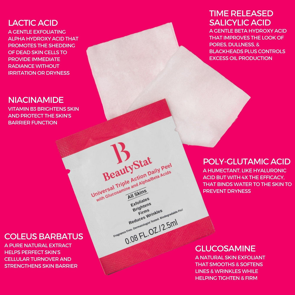 BeautyStat peel pad application close-up on skin