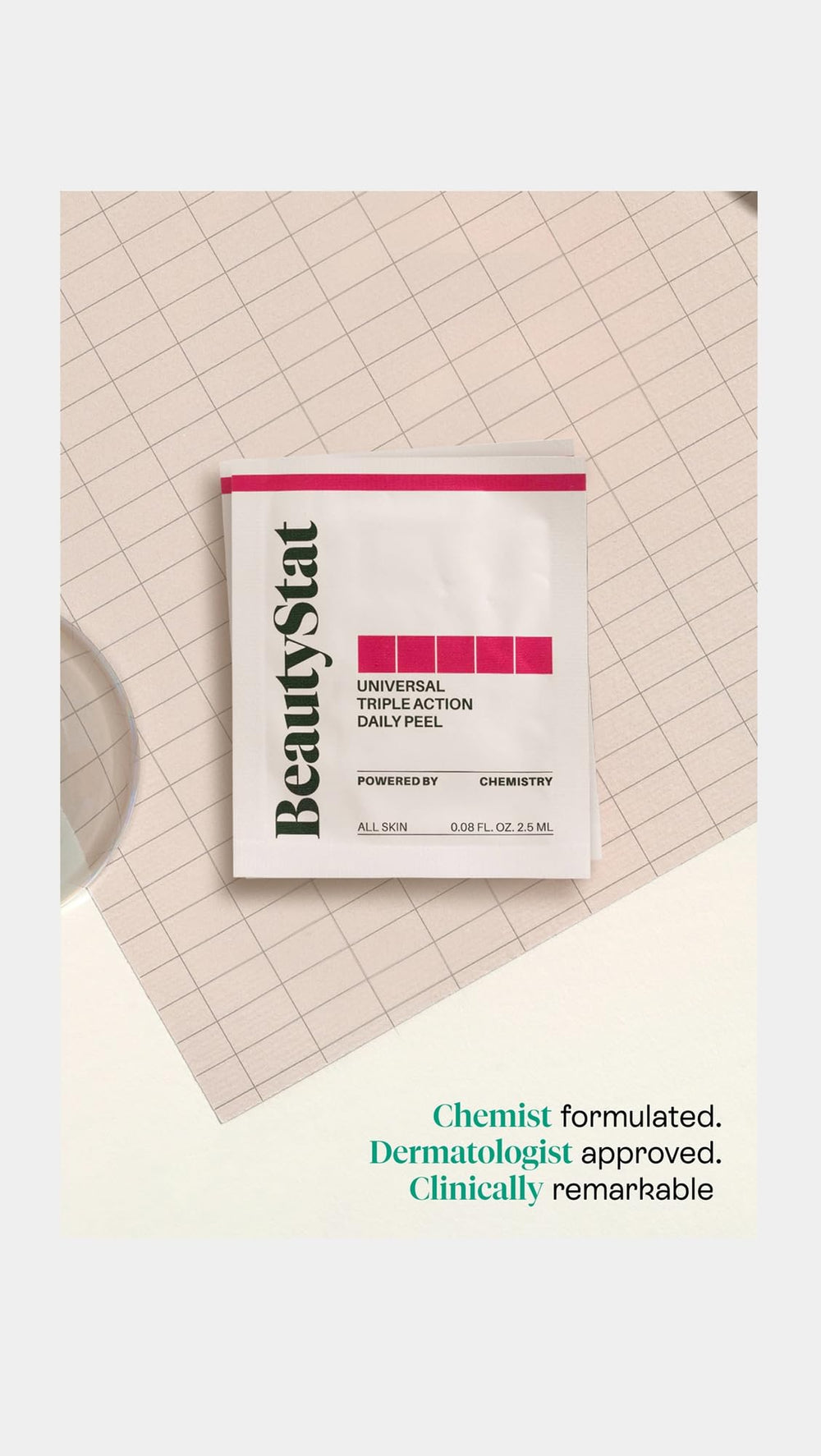 BeautyStat peel pad in use during a morning skincare routine