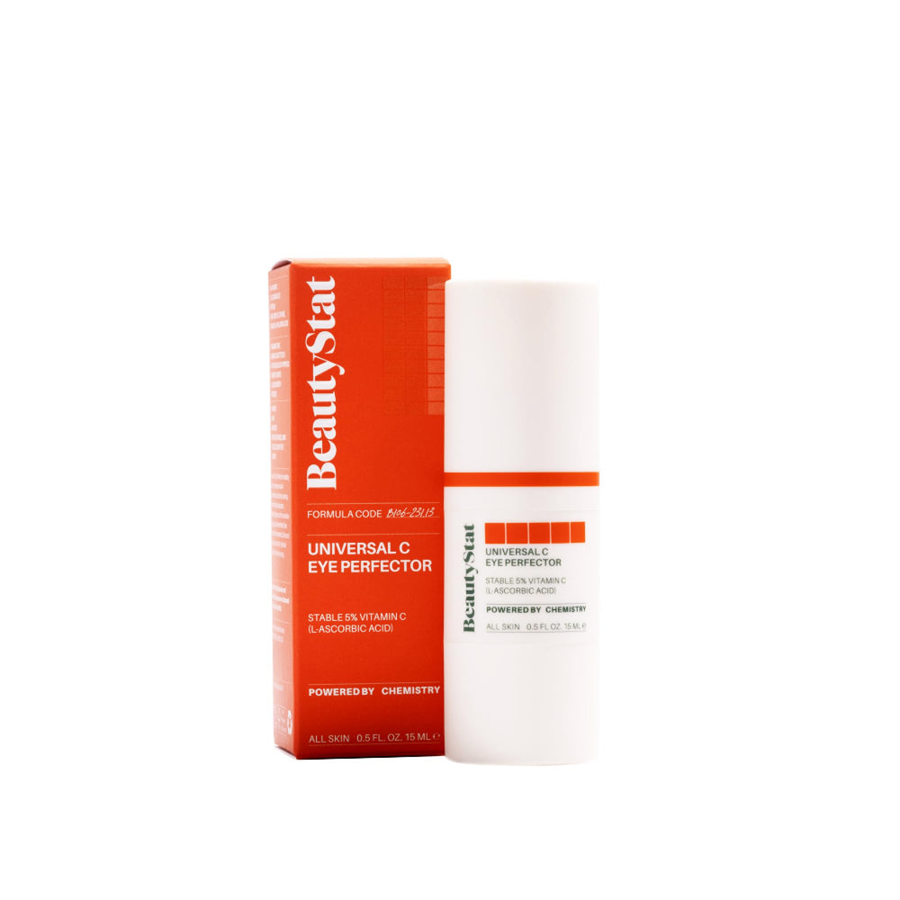 BeautyStat Universal C Eye Perfector Leaping Bunny cruelty-free certification visible.