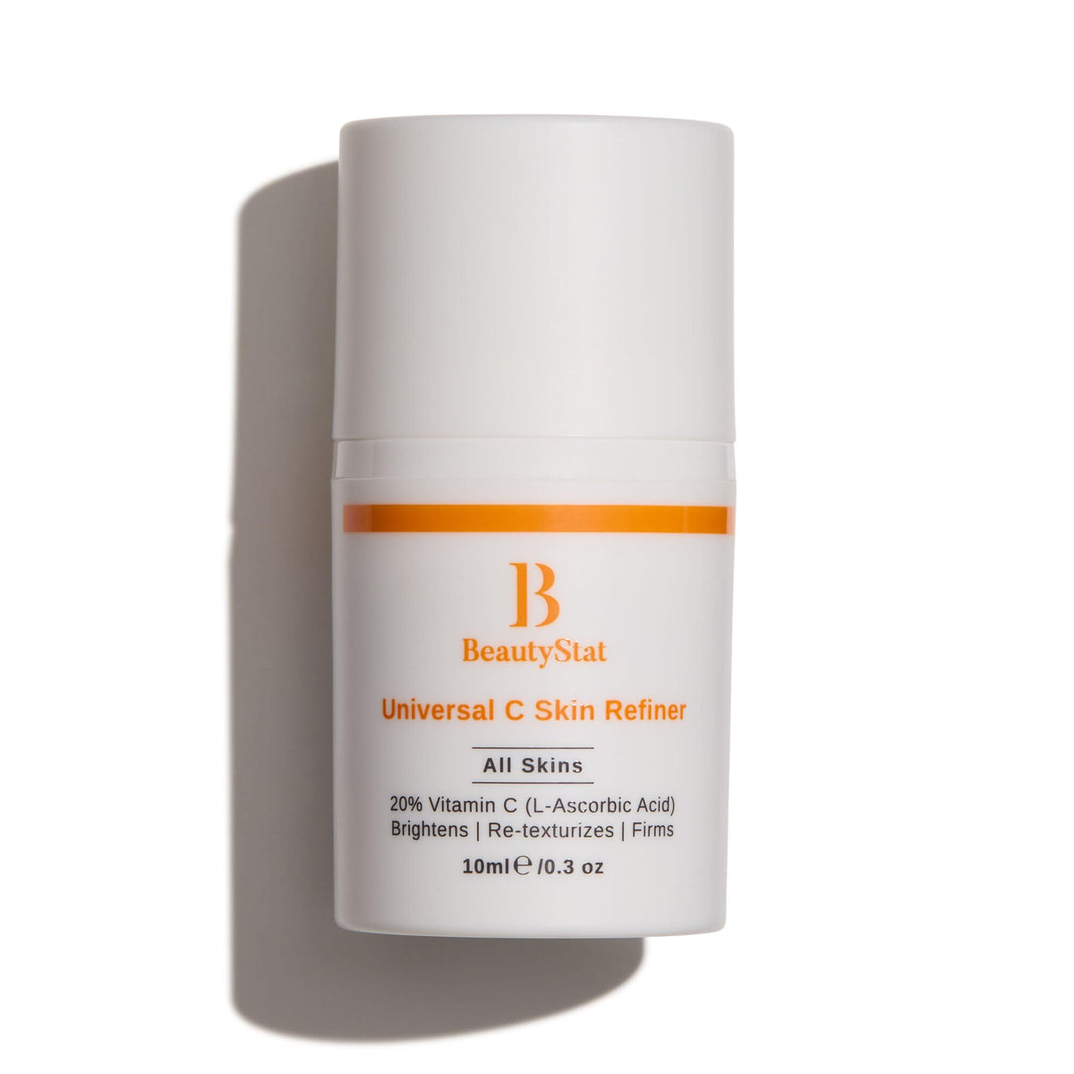 BeautyStat Universal C Skin Refiner bottle front shows premium Vitamin C serum for radiant, even-toned skin