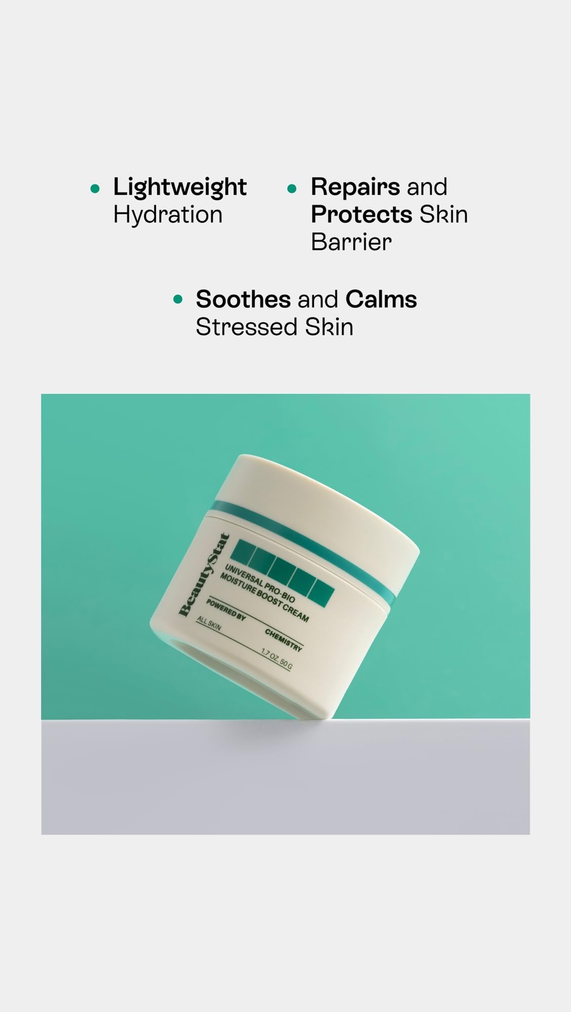 BeautyStat Universal Pro-Bio Moisture Boost Cream reishi mushroom extract close-up.