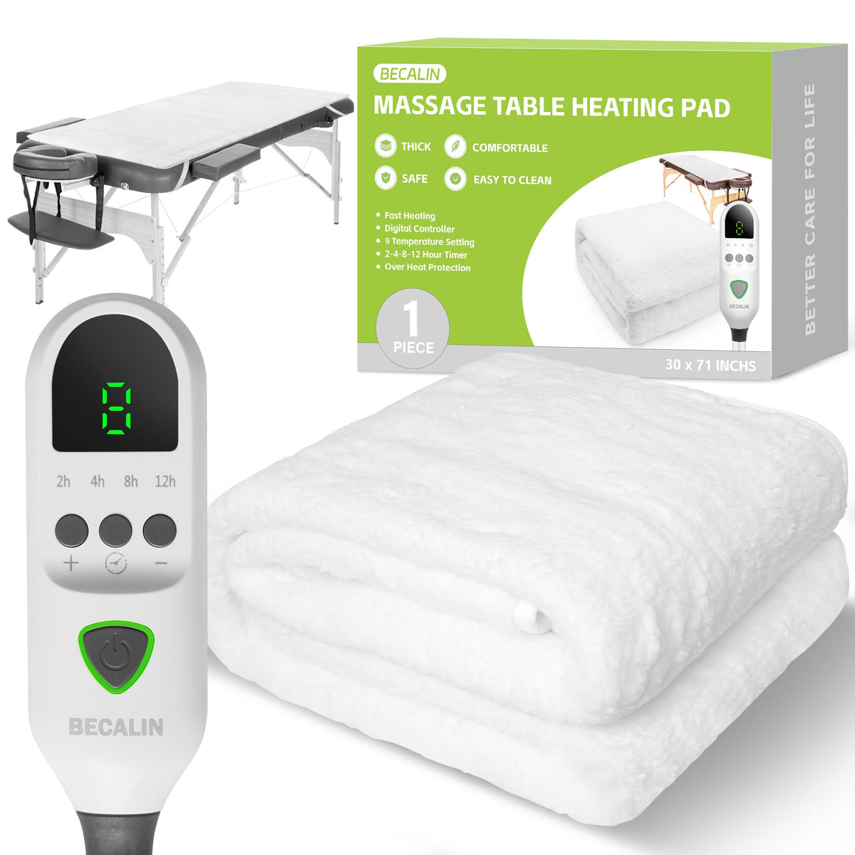 BECALIN massage table warmer viewed from the front delivering uniform warmth across the table