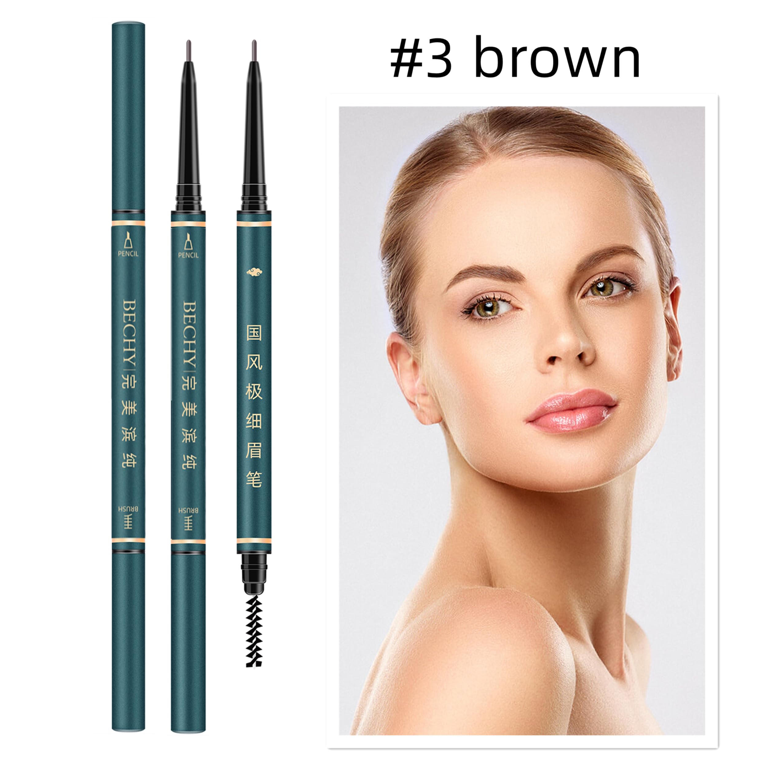BECHY brow pencil with built-in spoolie brush for blending