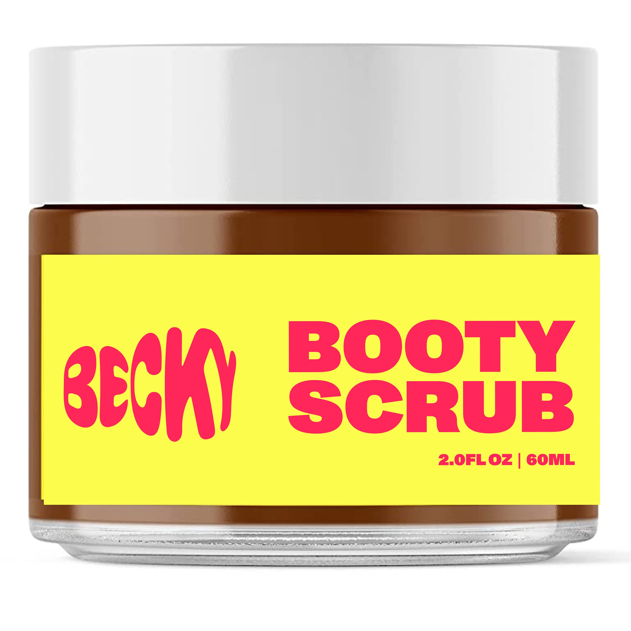 Becky walnut scrub jar closeup showing exfoliating texture for smooth skin