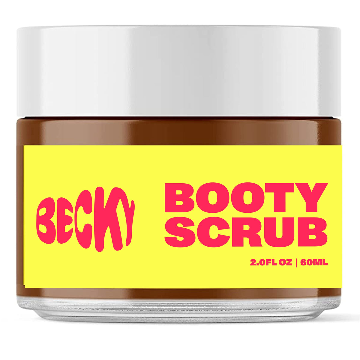 Becky walnut scrub jar closeup showing exfoliating texture for smooth skin