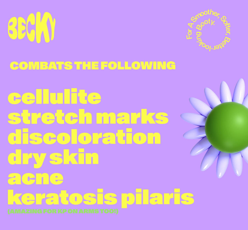 Becky scrub texture on skin demonstrating gentle walnut exfoliation