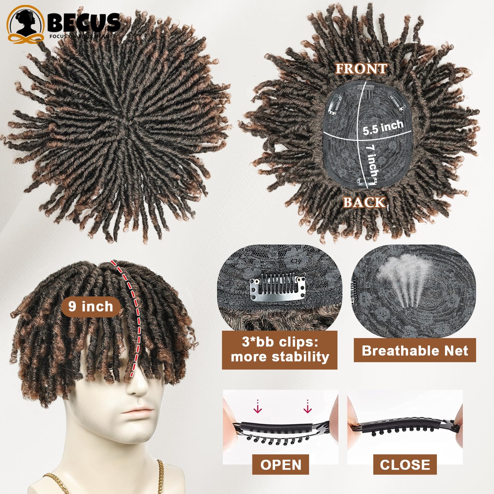 BECUS Dreadtopper open weft breathable construction on scalp