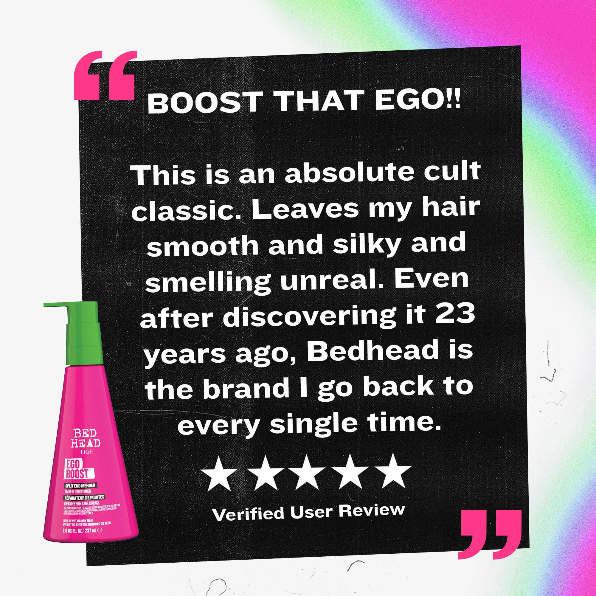 Eight-ounce triple-pack of Bed Head Ego Boost highlights value and consistent conditioning.