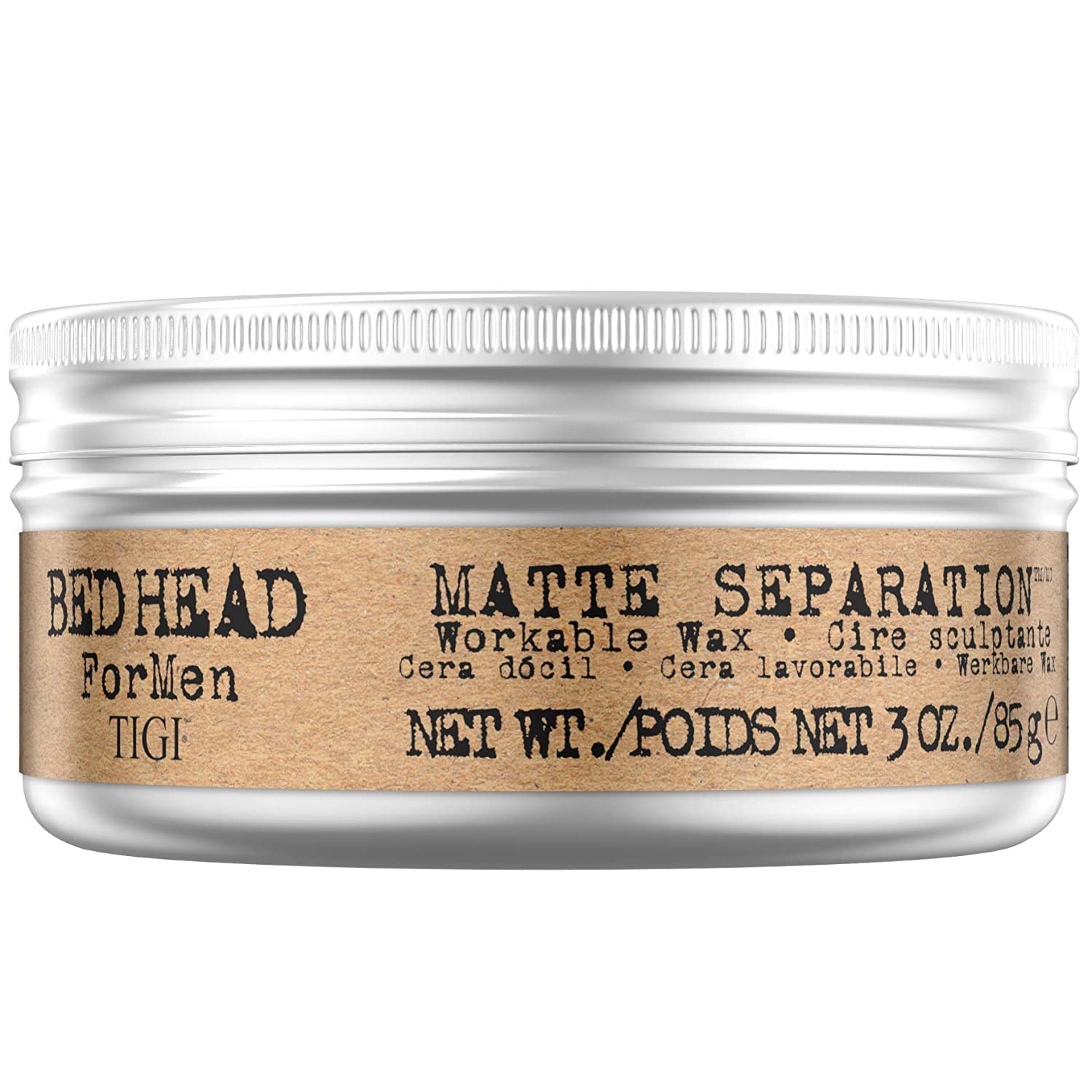 Bed Head for Men Matte Separation Wax offers natural matte finish and flexible hold for versatile styling.