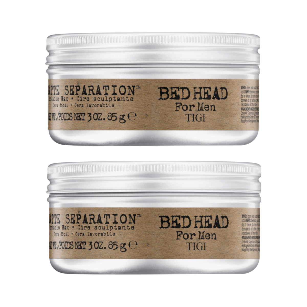 Bed Head Matte Separation Wax pack two delivers all-day matte hold for defined styles.