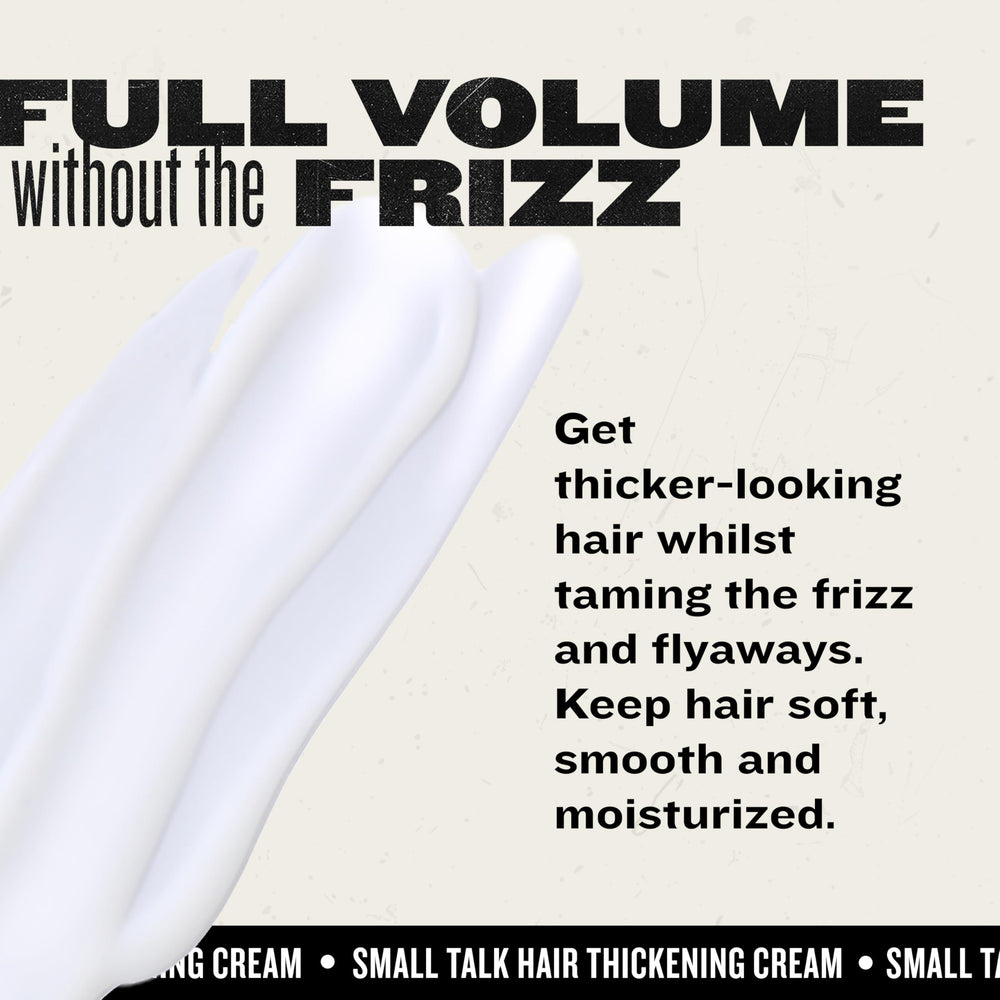 Bed Head thickening formula close-up highlights moisture and frizz control.