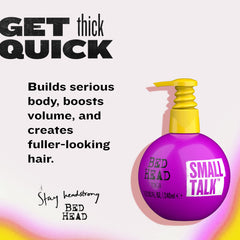 Bed Head Small Talk Mini 3-in-1 applied to damp hair demonstrates versatile styling.