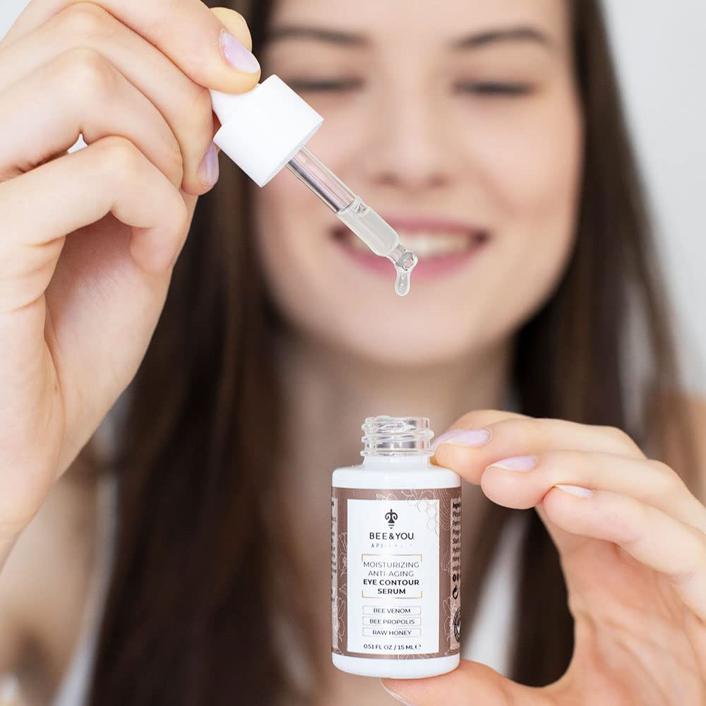Bee & You Eye Serum contains hyaluronic acid for smooth under-eye skin.
