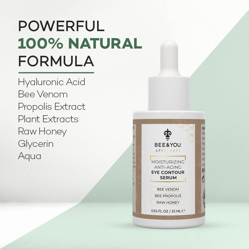 Bee & You Eye Serum ingredients highlight natural extracts for nourishing under-eye skin.