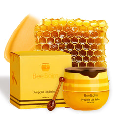 Bee Balm Original Lip Balm honey pot closeup for deep hydration.