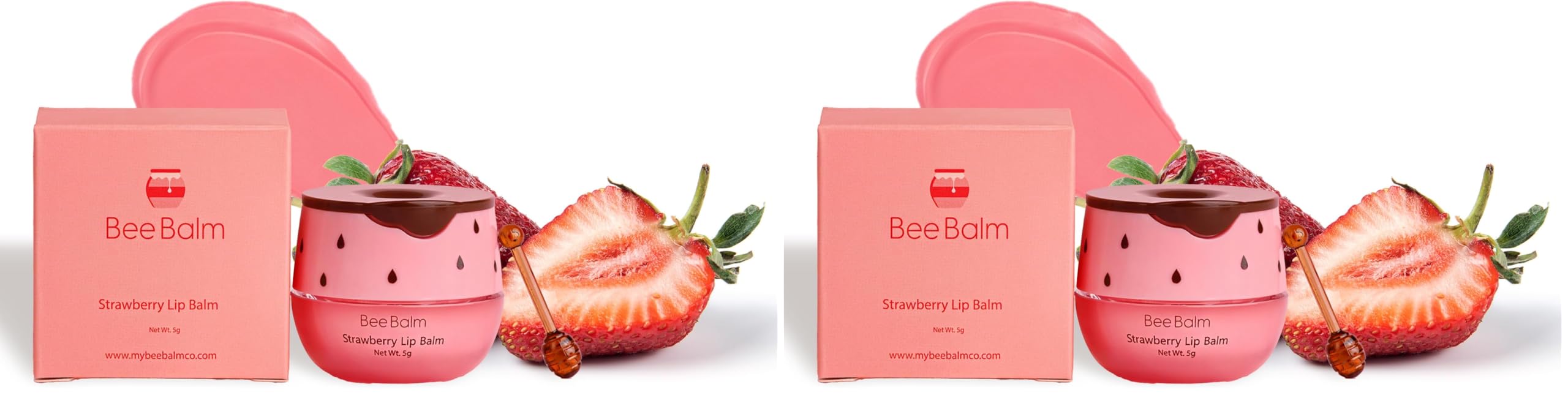 Bee Balm Original lip balm strawberry honey pot hydrates dry lips for comfort.