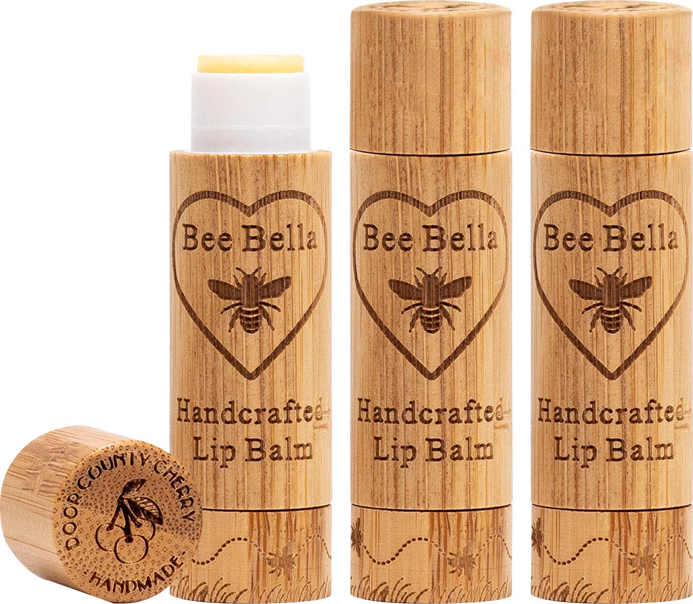 Bee Bella lip balm cherry 3-pack tube for on-the-go hydration