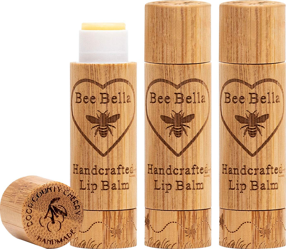 Bee Bella lip balm cherry 3-pack tube for on-the-go hydration