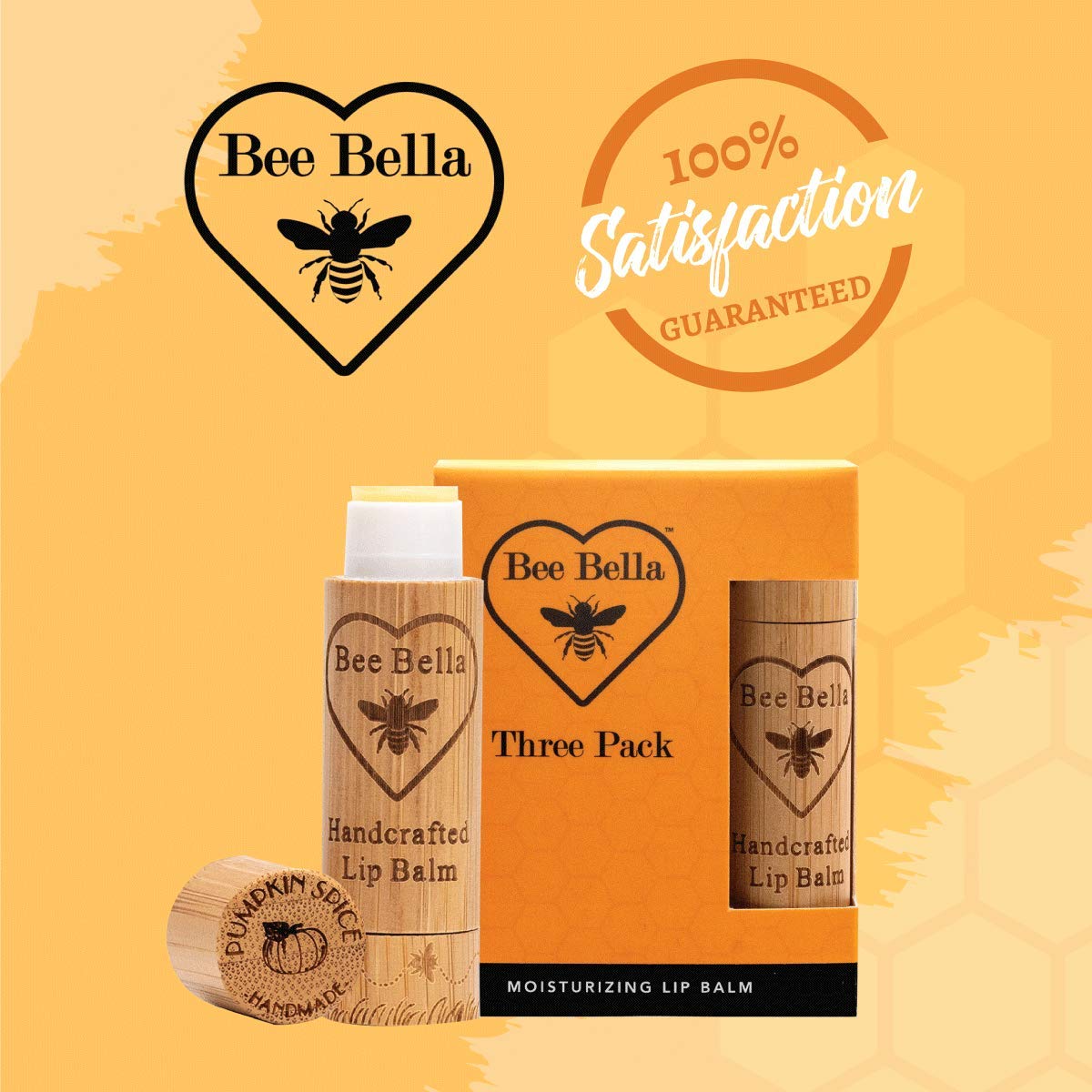 Gift-ready Bee Bella Lip Balm Pumpkin Spice 3Pack display