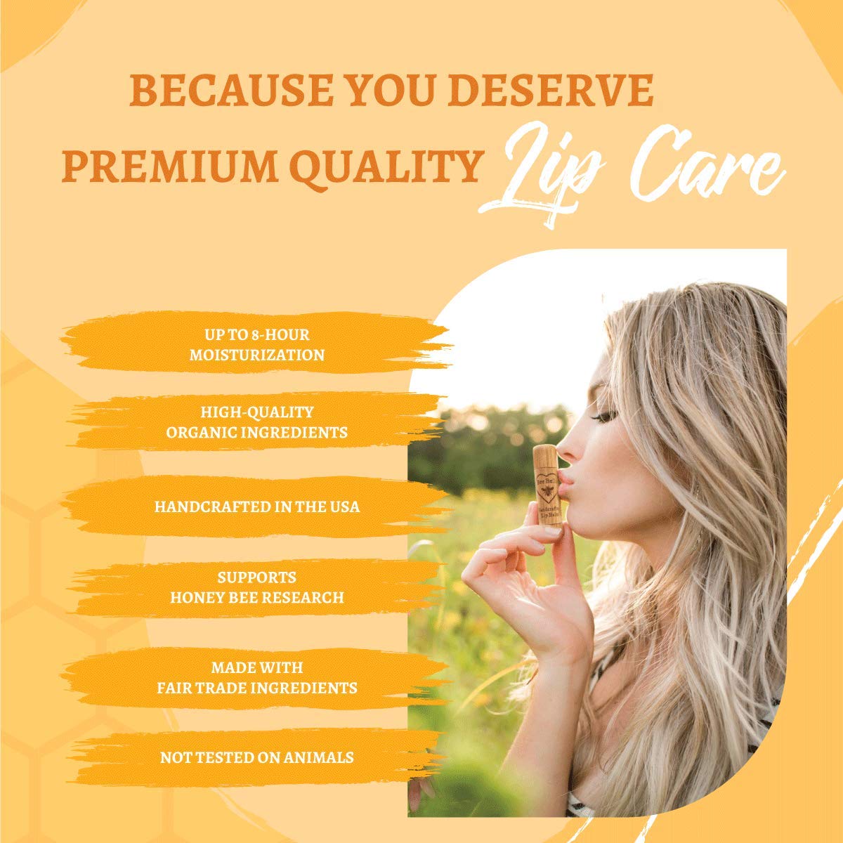 Bee Bella Lip Balm Peppermint label detail, natural ingredients and Vitamin E