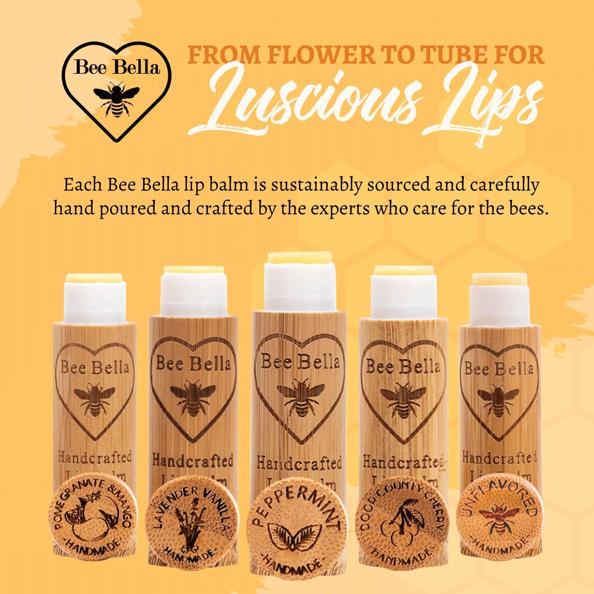 Bee Bella Lip Balm Peppermint stick closeup, smooth texture and refreshing scent