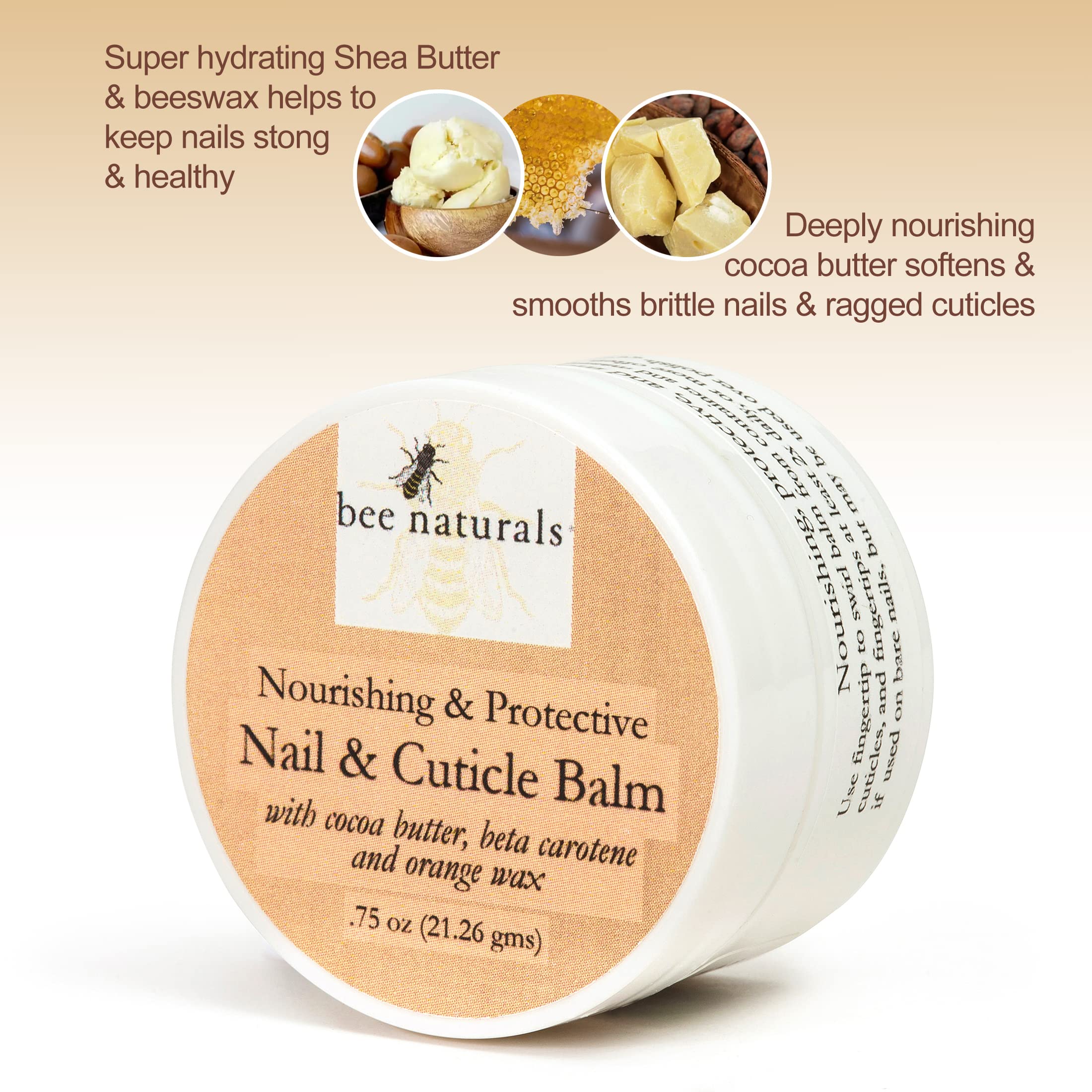 Bee Naturals balm applied to nails for gentle cuticle care.