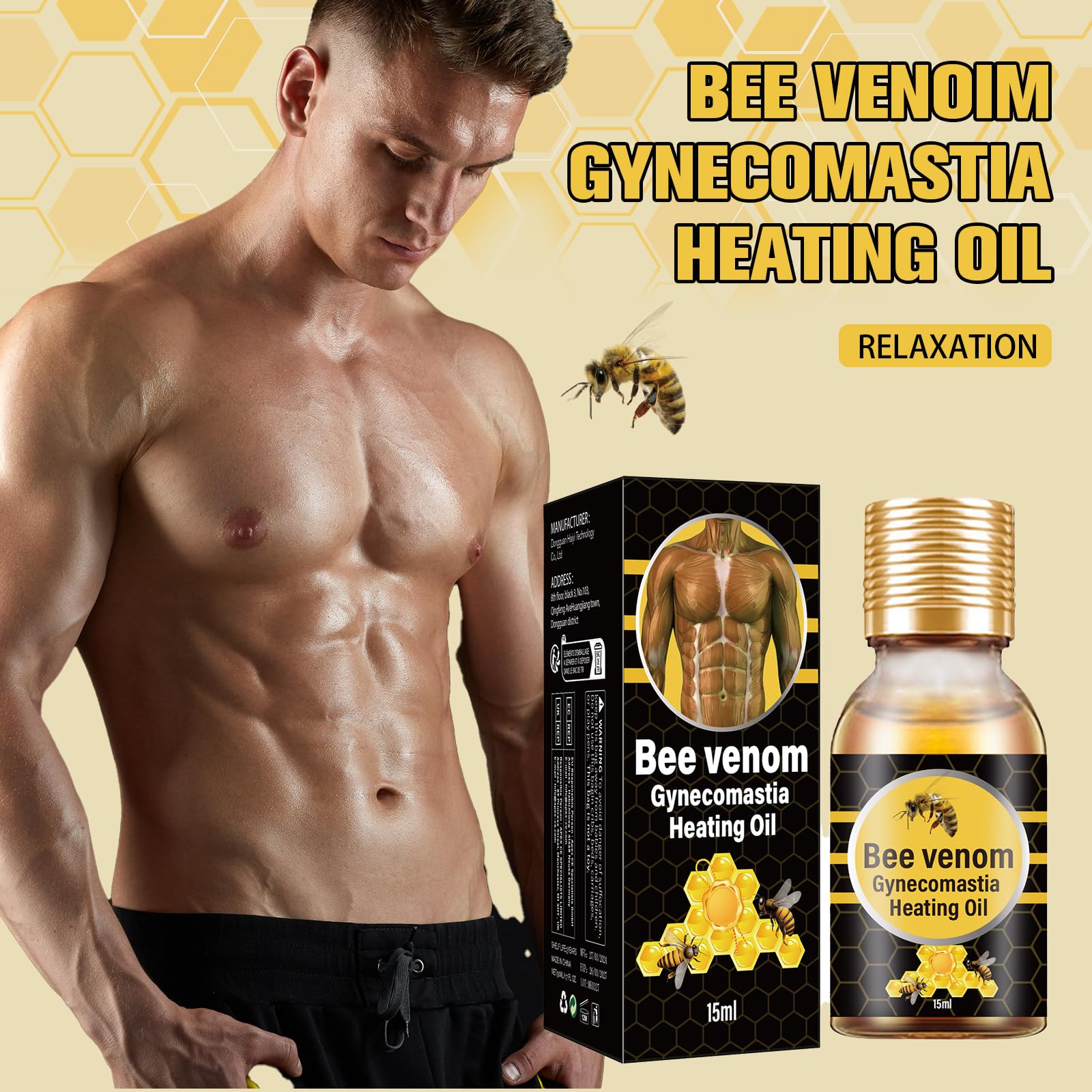 Bee Venom Gynecomastia Oil being applied with circular motions for targeted skin care