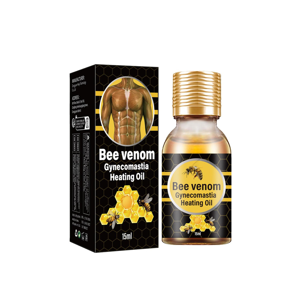 Bee Venom Gynecomastia Oil bottle front view, lightweight care for the skin