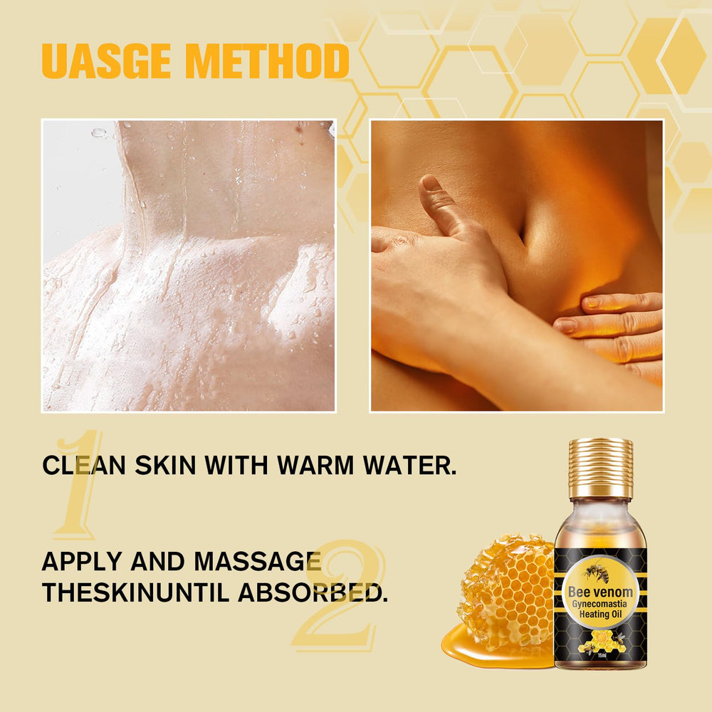 Bee Venom Gynecomastia Oil may support a smoother, firmer look with regular massage