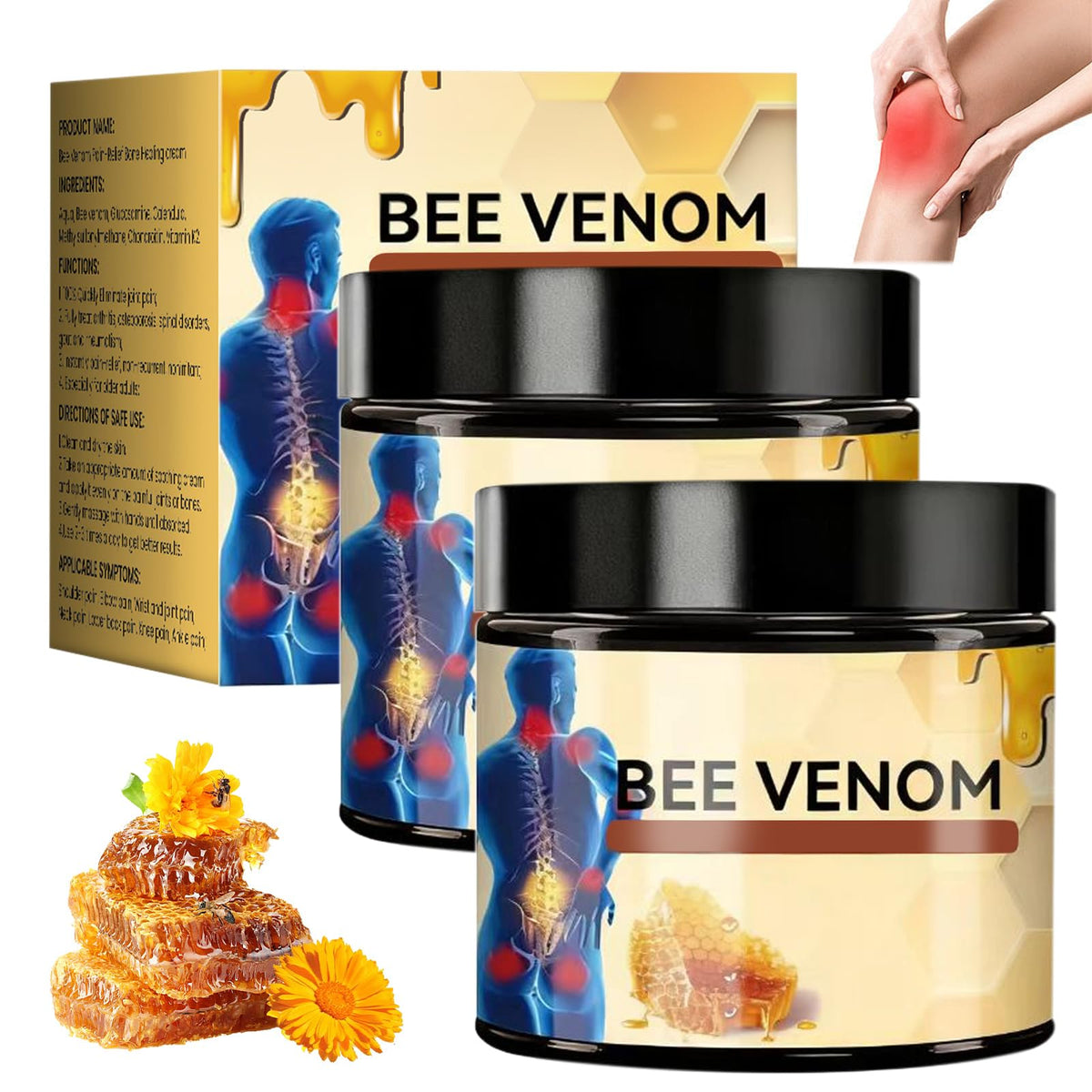Bee Venom Joint Cream bottle front for fast-absorbing joint support and ease of use.