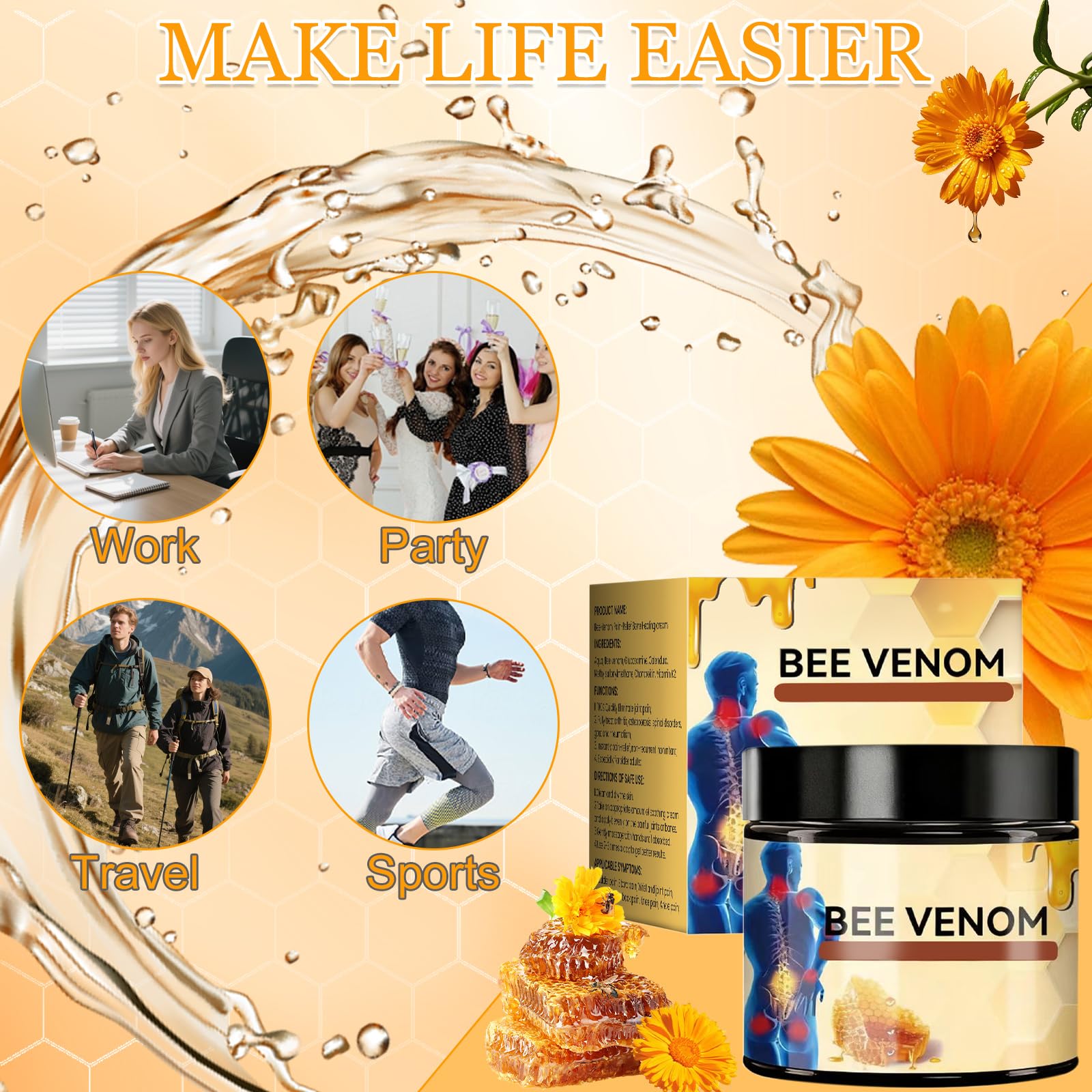 Bee Venom Joint Cream no residue leaves skin comfortable and ready for daily activity.