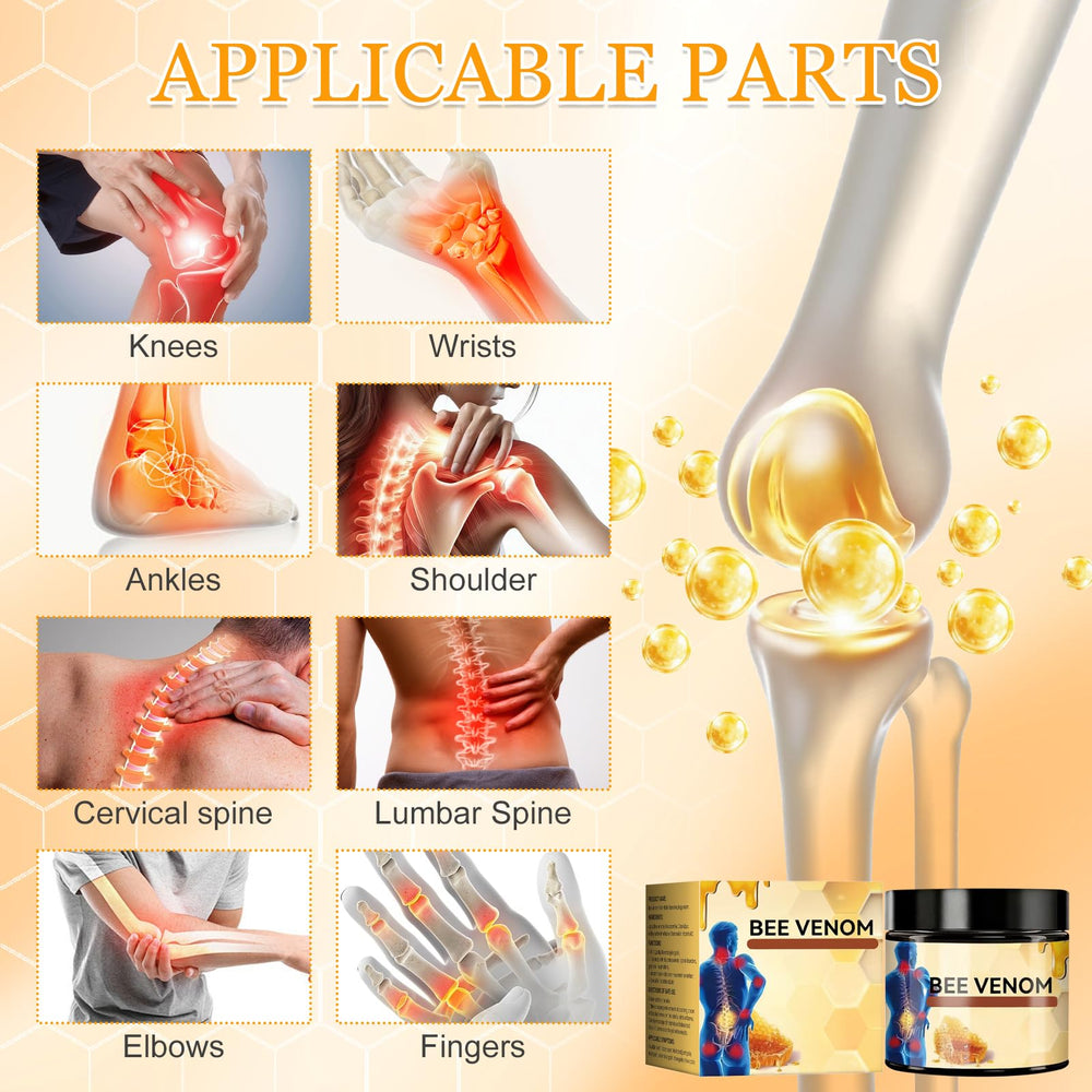 Bee Venom Joint Cream texture application demonstrates easy massage and quick absorption.