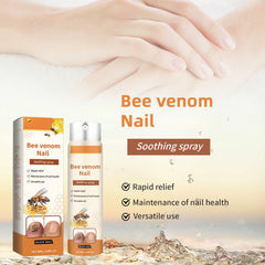 Bee Venom Nail Spray packaging box on display; convenient daily care