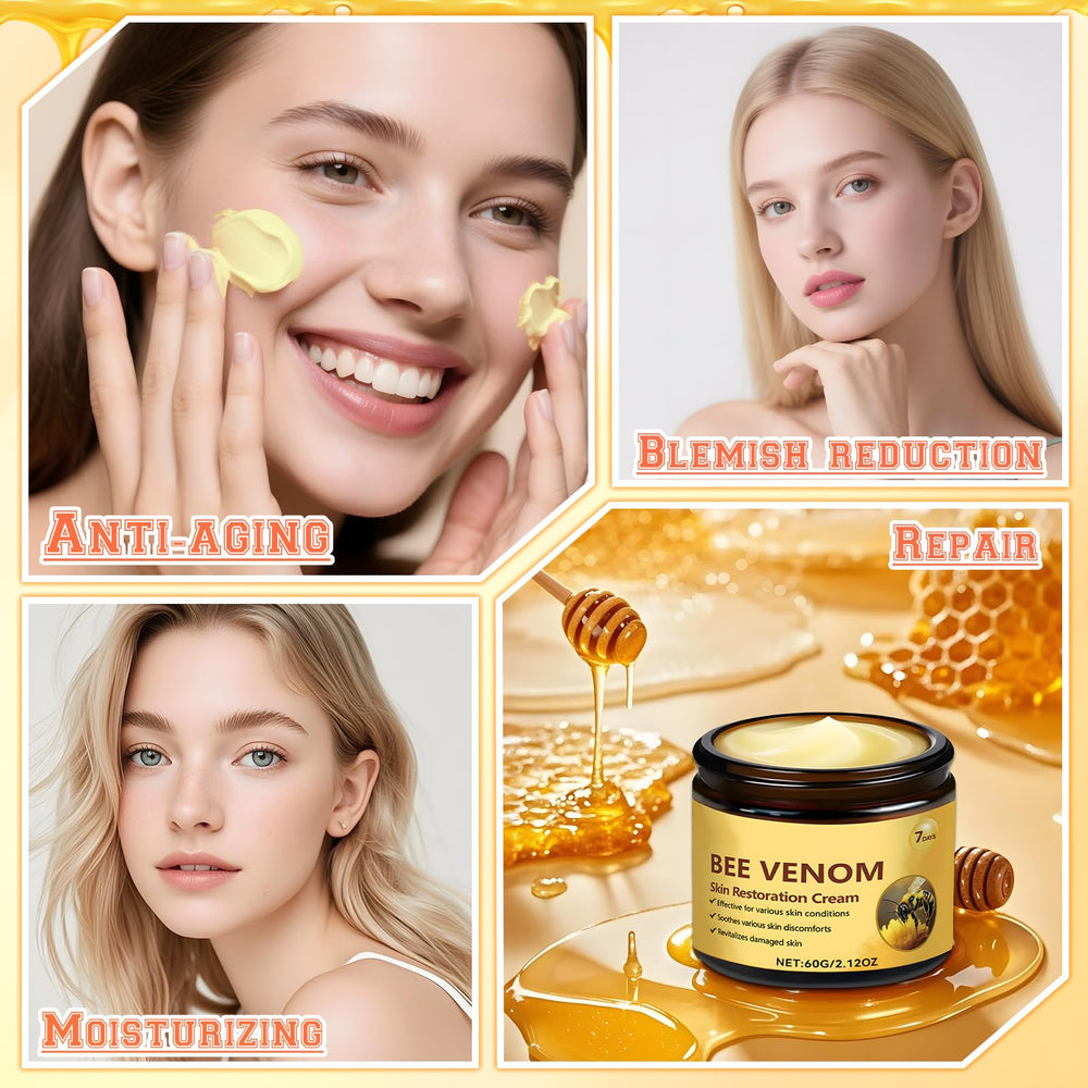 Bee Venom Skin Restoration Cream used on all skin types for daily moisture.