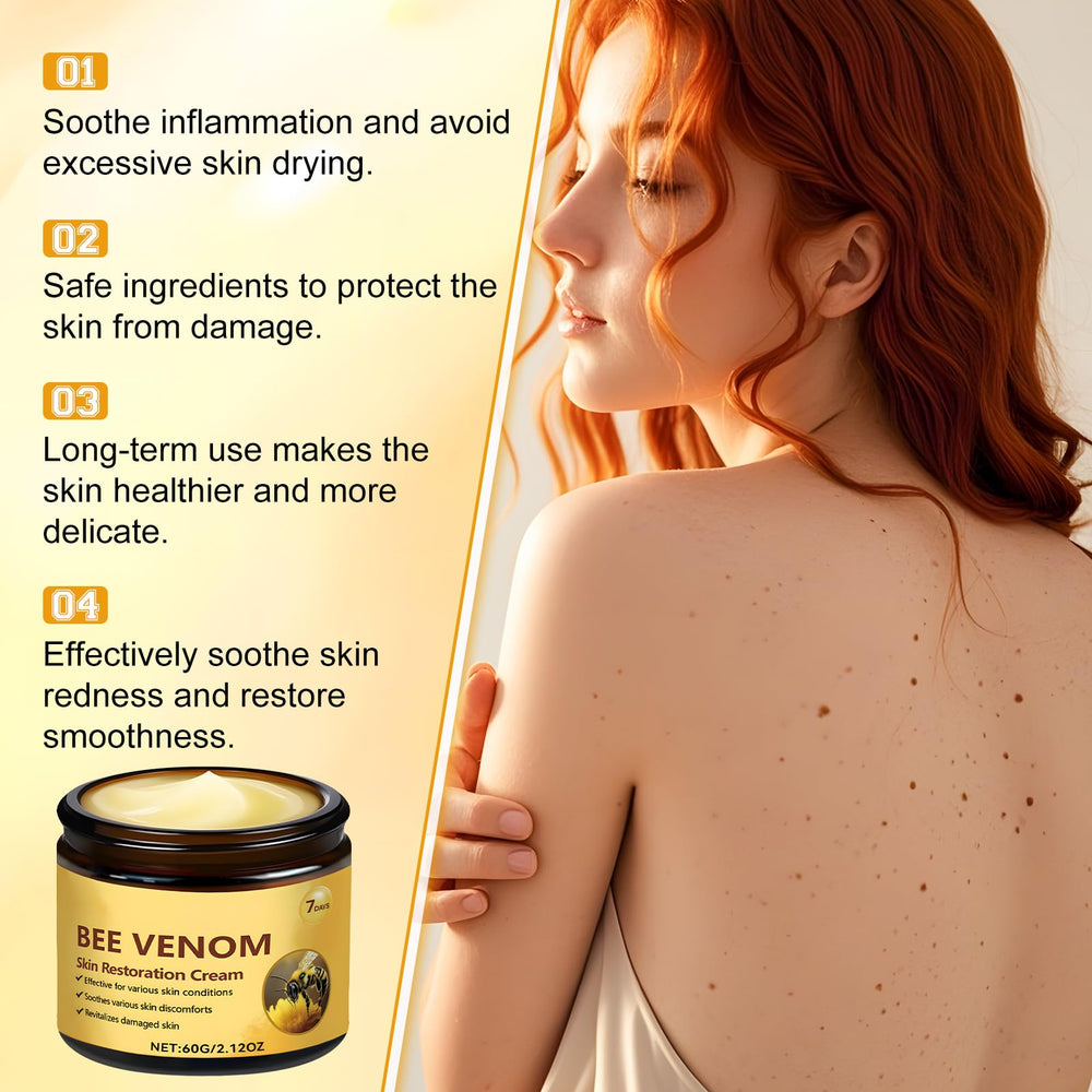 Bee Venom Skin Restoration Cream tube packaging for convenient daily care.