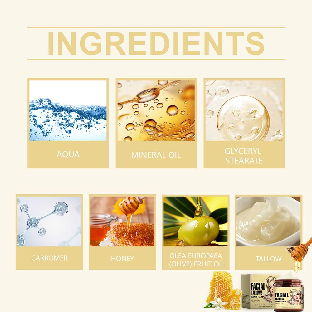 Beef tallow honey balm routine for face and body use