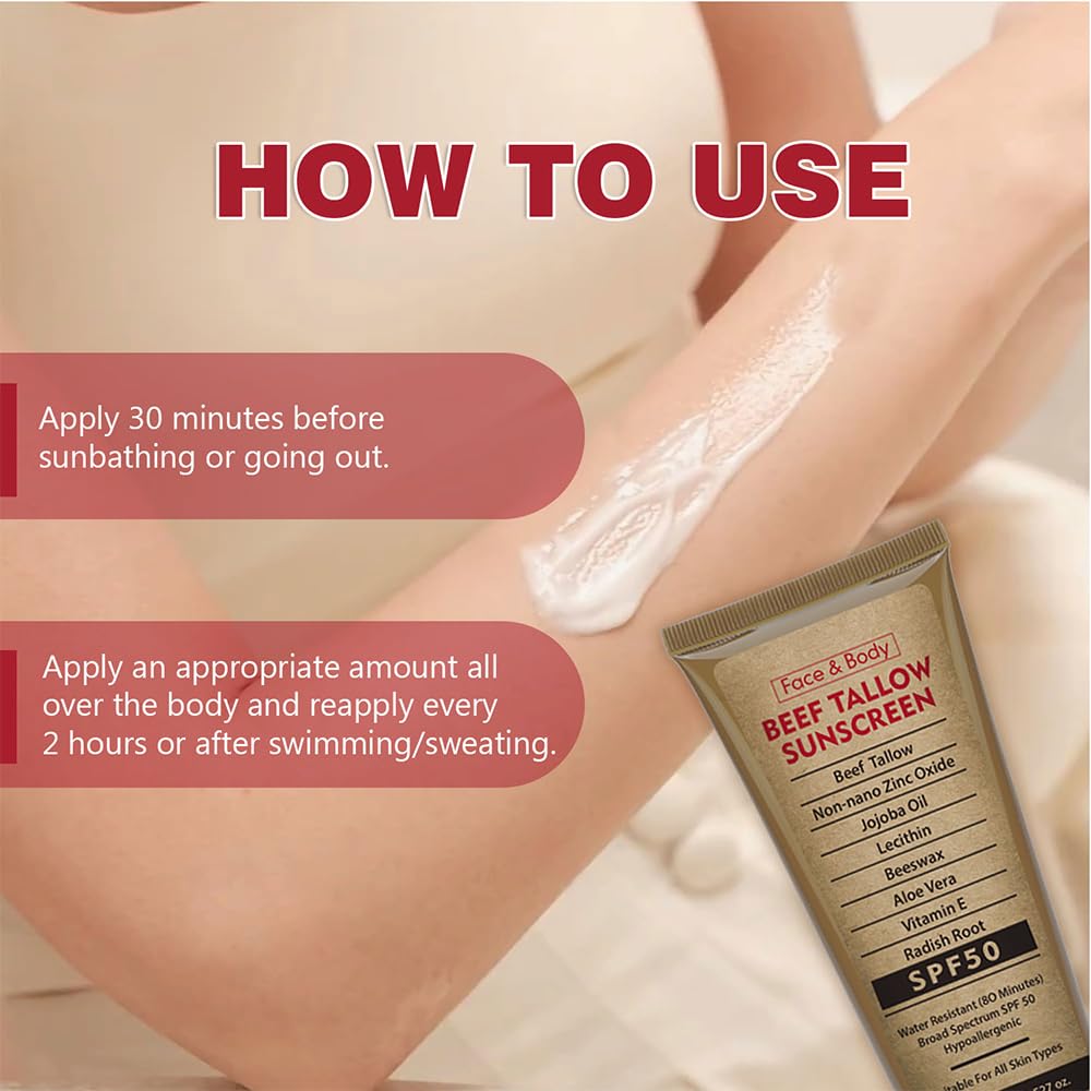 Travel-size Beef Tallow Sunscreen fits easily in a bag