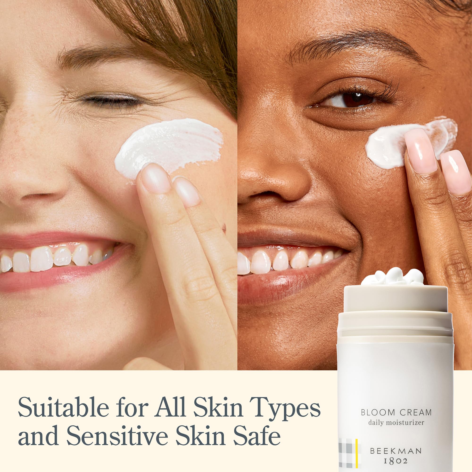 Beekman 1802 Bloom Cream absorbs quickly for dewy-looking skin.