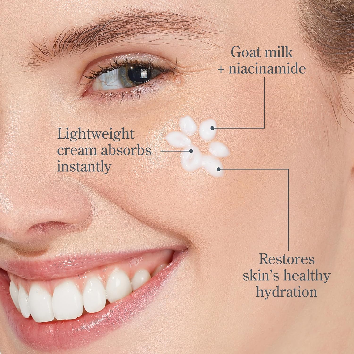 Beekman 1802 Bloom Cream texture on hand reveals a smooth finish.