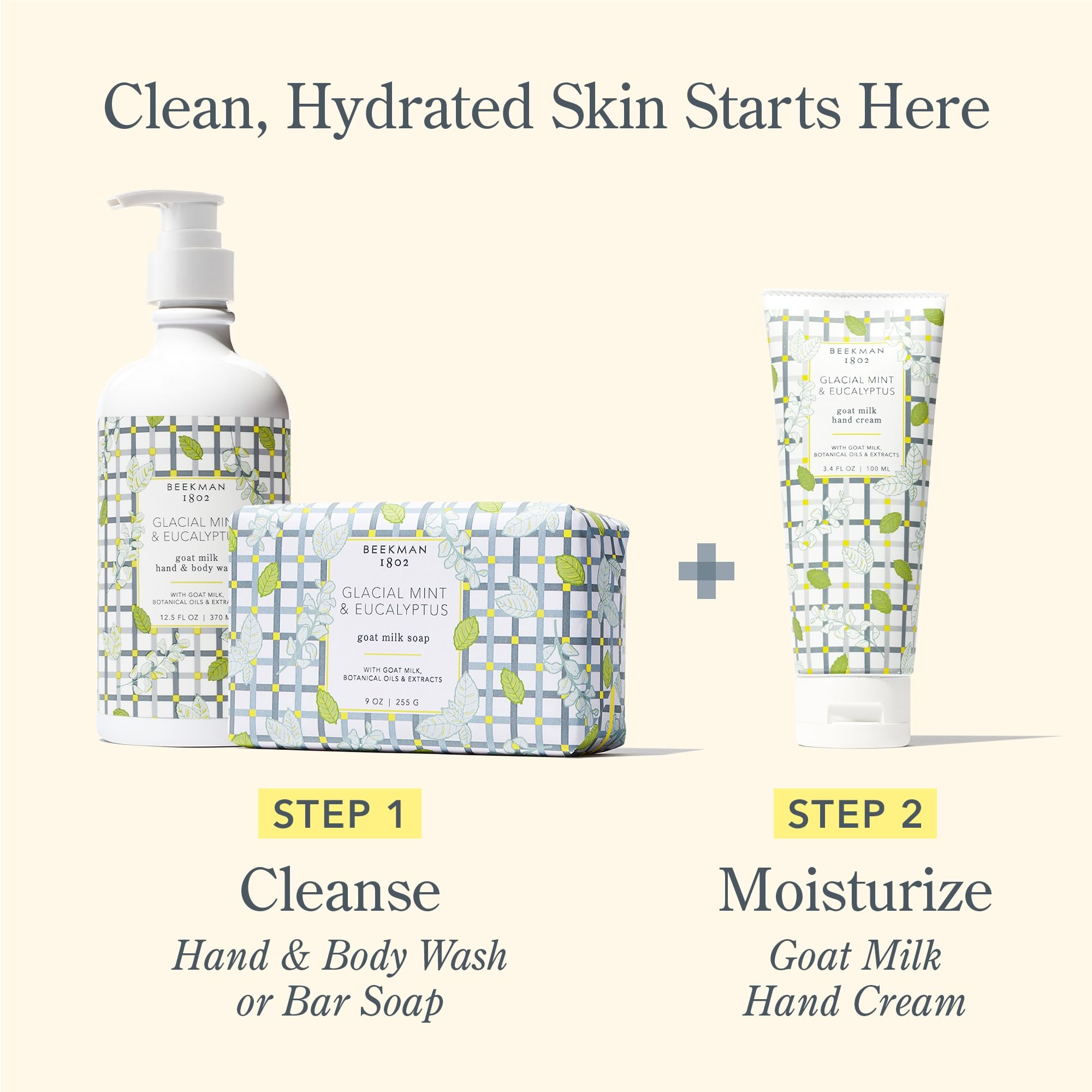 Beekman 1802 ready-for-use pump in a clean bathroom setting.
