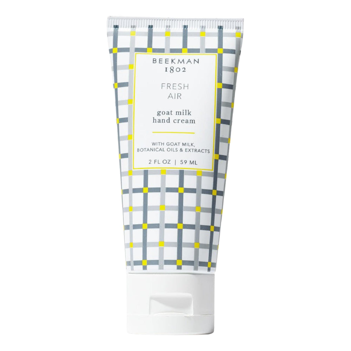 Beekman 1802 Fresh Air goat milk hand cream bottle for soothing hydration.